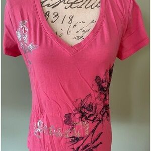 Women’s Pink Top With Floral Details Size Medium